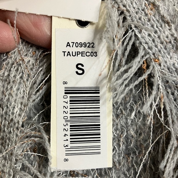 NWT Max Studio Open Front Fringe Oversized Cardigan Taupe Gray Size L - Picture 5 of 8